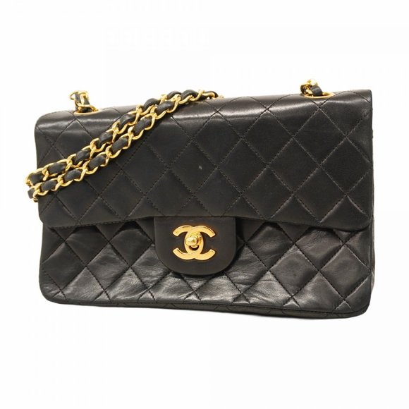 Chanel Matelasse Shoulder Bag with Double Flap and Chain, Lambskin, Black, Wo... - Picture 1 of 14